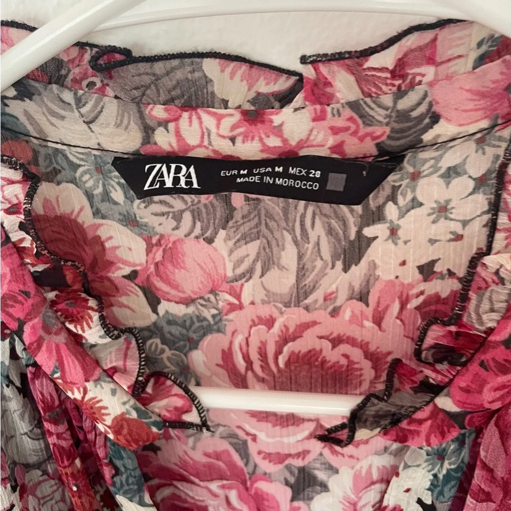 Zara Women’s Floral long sleeve Long Lined Dress Size M - Picture 10 of 16